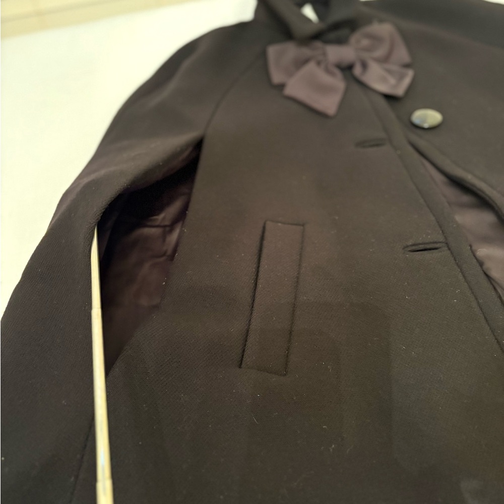 Kate Spade Black Wool Cape with Bow Accent - Picture 4 of 14